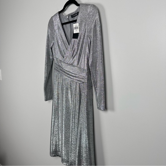 Lauren Ralph Lauren Glendon Silver Cocktail Dress Size 2 - Picture 2 of 10